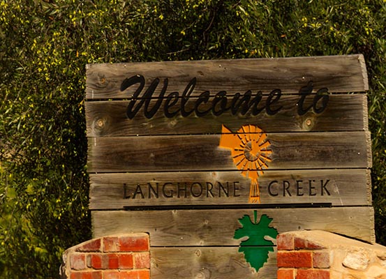 Wooden Sign to Langhorne Creek