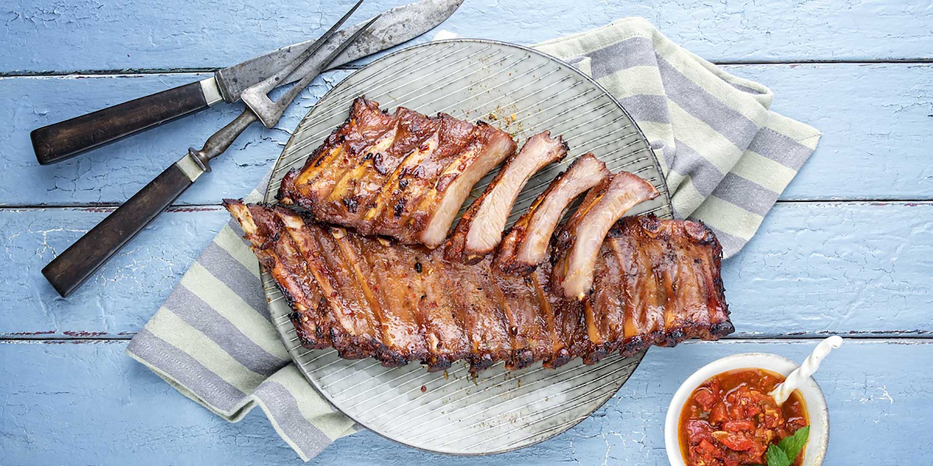 Barbecued Pork Ribs with Tomato Lime Salsa